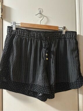 Jennifer Lopez Black Patterned Drawstring Shorts size Large